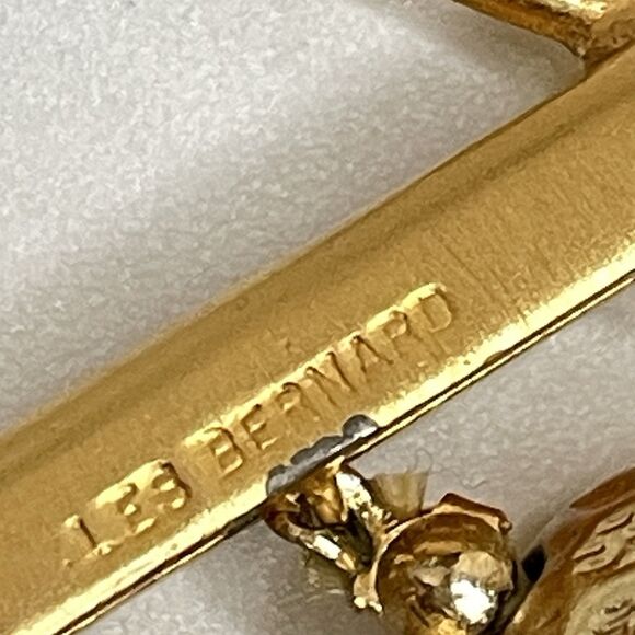 Vintage Les Bernard Gold Ball Beaded 3 Layer Necklace 16mm Statement Bold - Picture 2 of 9